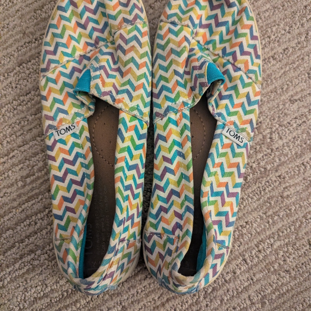 TOMS Colorful Chevron Canvas Slip-Ons